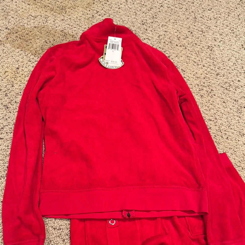 JUICY COUTURE Russian Red Terry Basic Tracksuit Top XL Bottom L - Picture 6 of 9